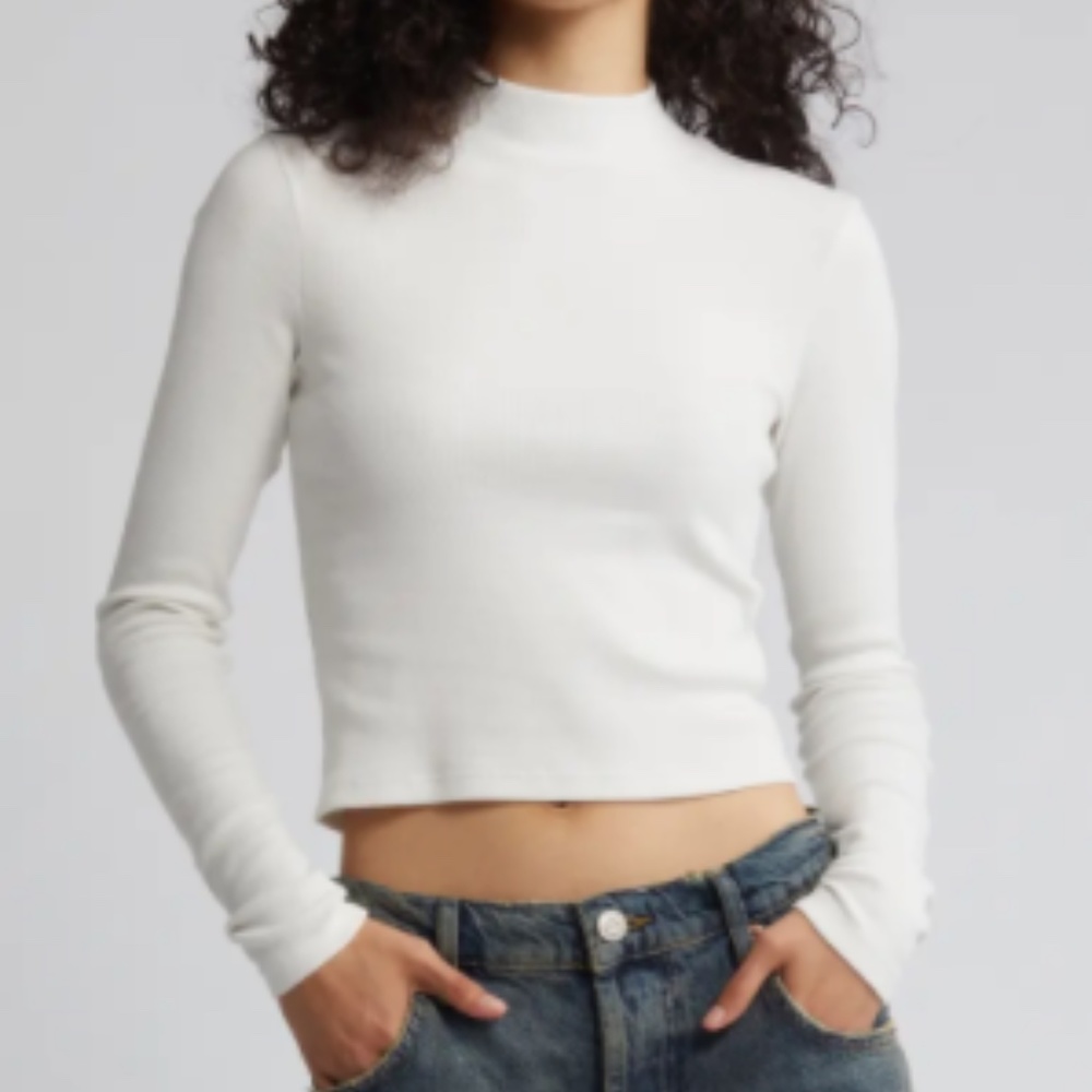 BP: Mock Neck Crop Knit Top